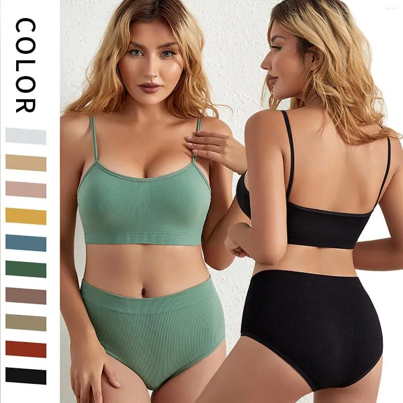 Soutien-gorge Ensembles Femmes Soutien-gorge sans couture Ensemble Sexy String Taille Basse Culotte Sans Fil Bralette Lingerie Brassière Sous-Vêtements Féminins