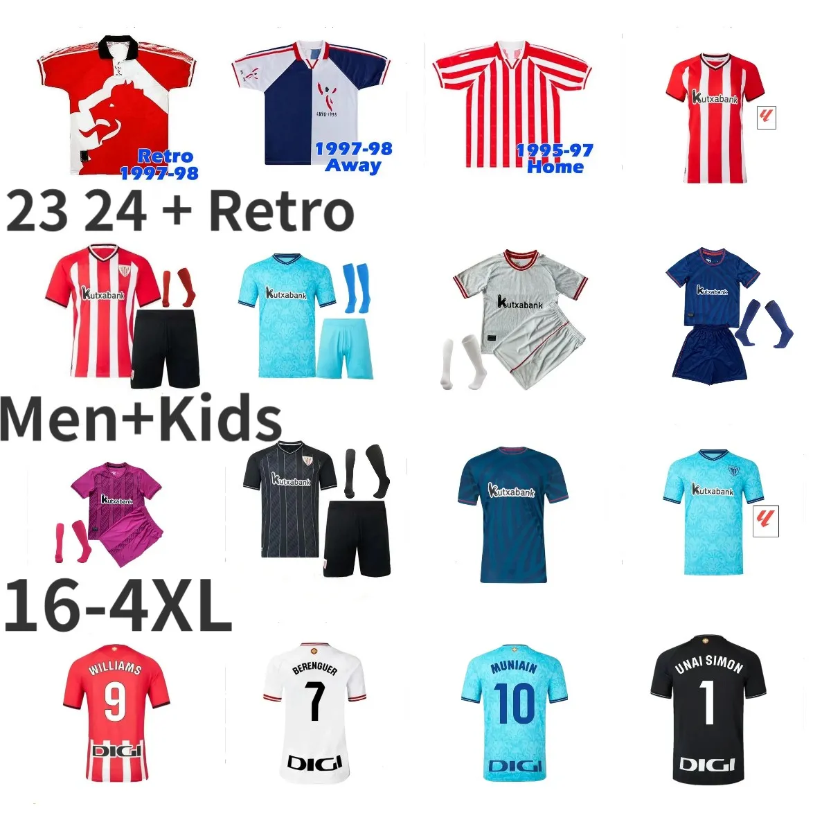 2023 2024 Bilbao Club Soccer Jersey 23 24 Athletic Aduriz Guruzeta Williams Muniain Paredes Berenguer Anders O. Sancet Football Shirt Men Kids 125th 95-97 J.Guerrero 4xl