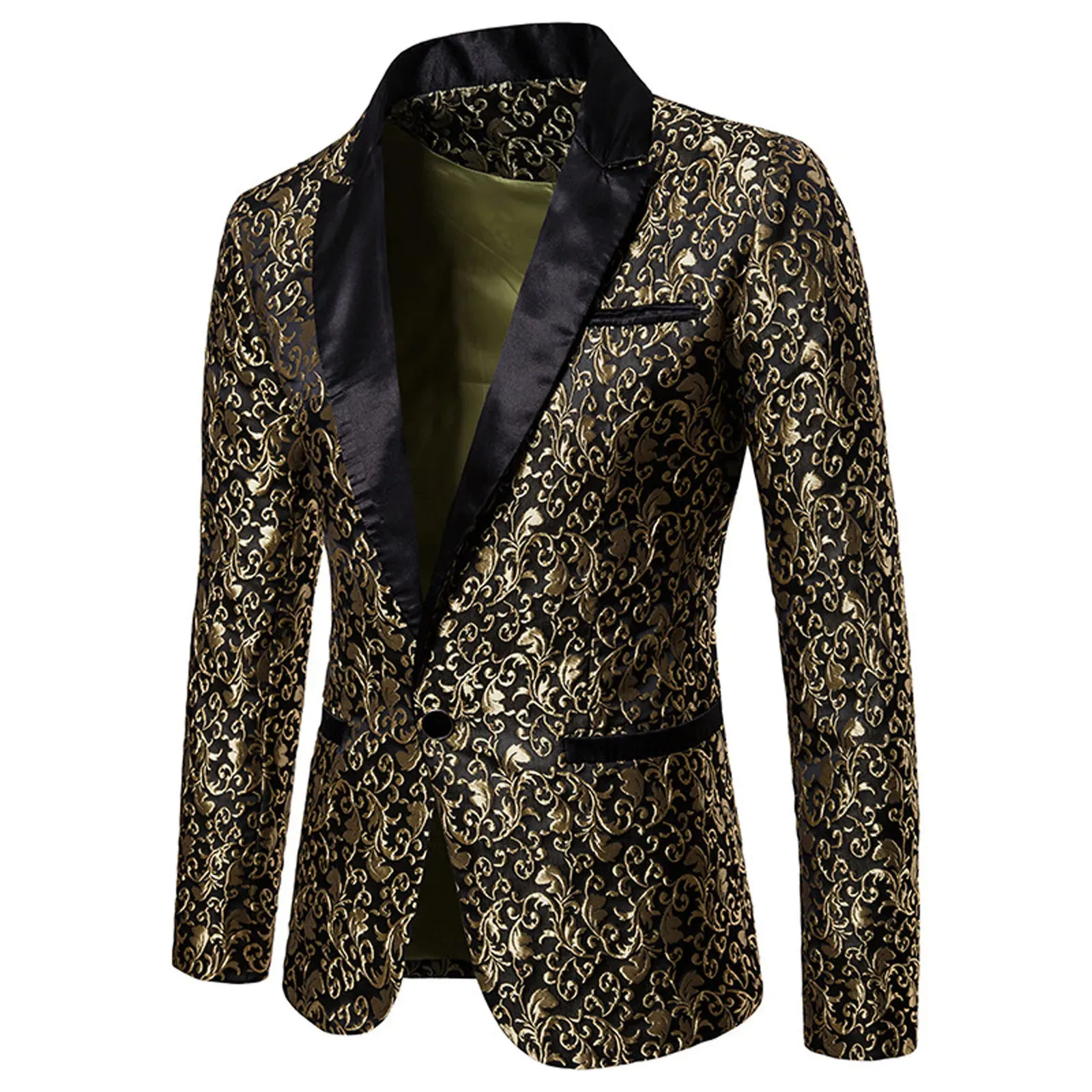 Mens Suit SingleBreasted Casual Blazer för att vara värd för Party Men Slim Fit Floral Jacket Retro Elegant Coat 240201