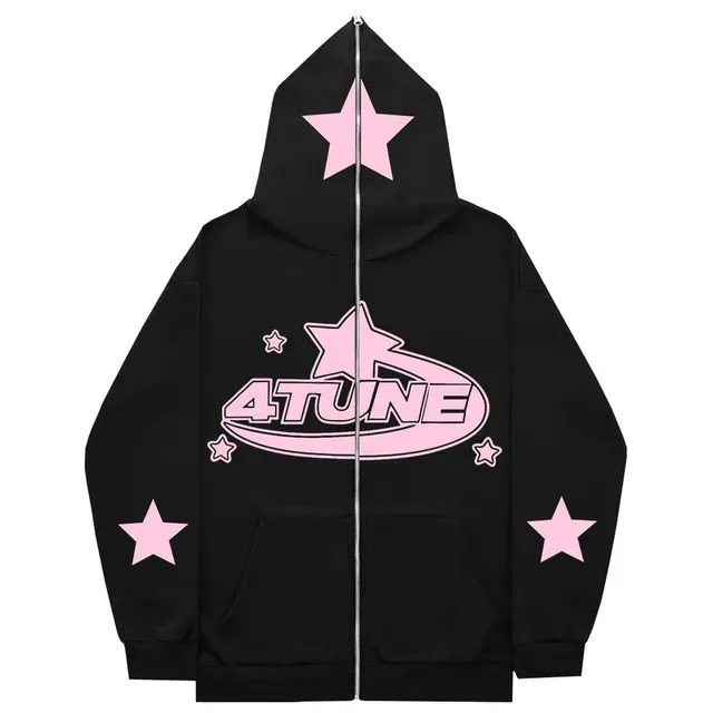 Gothic TUNE Y2K Full Zip Up Graphic Zip Up Hoodie Retro