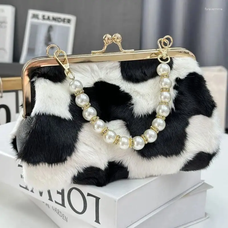 Evening Bags 2024 Women's Fur Bag Mink Furry Large Capacity Shopping Luxury Handbag Chain Crossbody Female Messenger