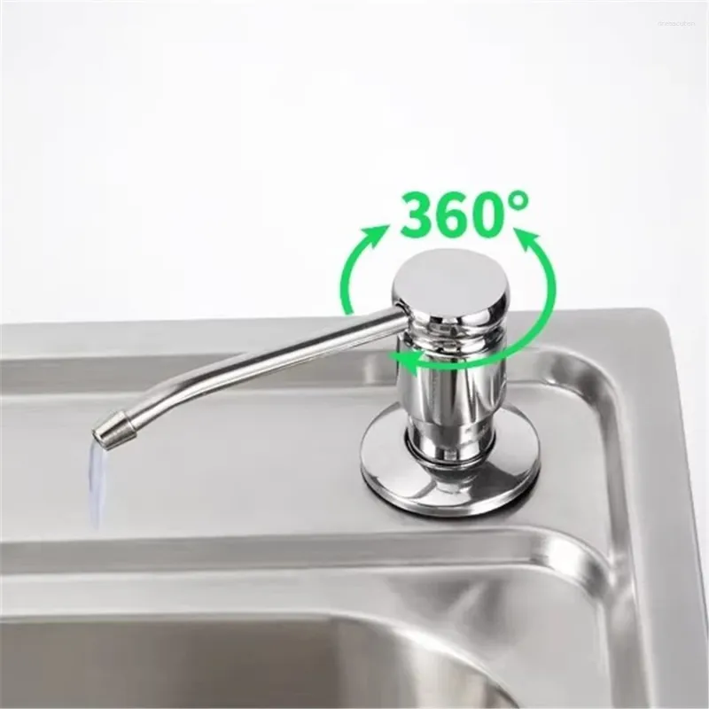 Liquid Soap Dispenser Stainless Steel Kitchen Sink Detergent Dispensers Black Built-in Design Bottle With Press Pump Head