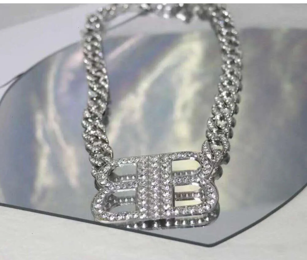 jewelry bb earrings Heavy Industry Advanced Diamond Inlaid Cuban Chain Double Letter Pendant Necklace Fashion Personality Celebrity Wind Colla115565