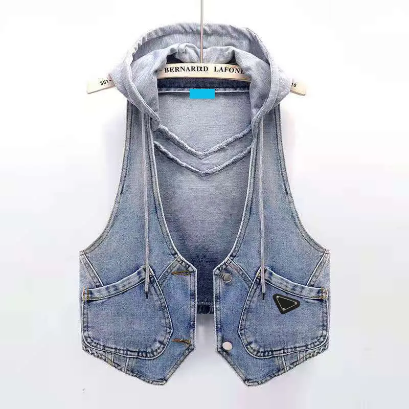 Women's Tanks suspender vest Hooded vest motorcycle bra versatile backing elastic band adjustable sexy underwear fashion with denim nylon lady tops