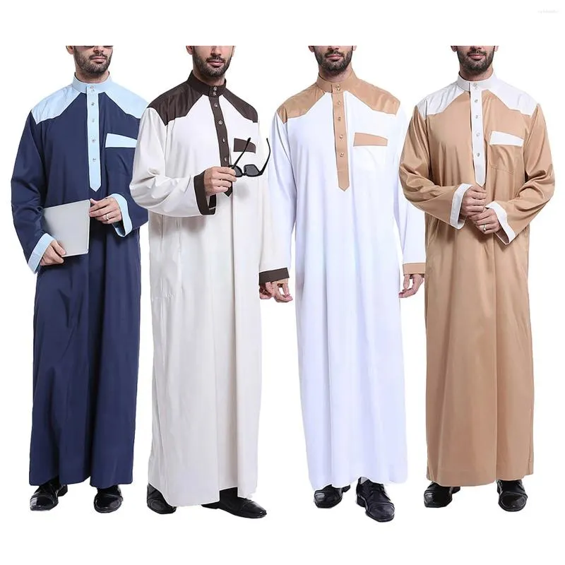 Ethnische Kleidung Muslim Robe Männer Jubba Thobe Saudi-Arabien Kaftan Pour Homme Musulman Abaya Qamis Caftan Islamische Mode Islam Kleid Eid