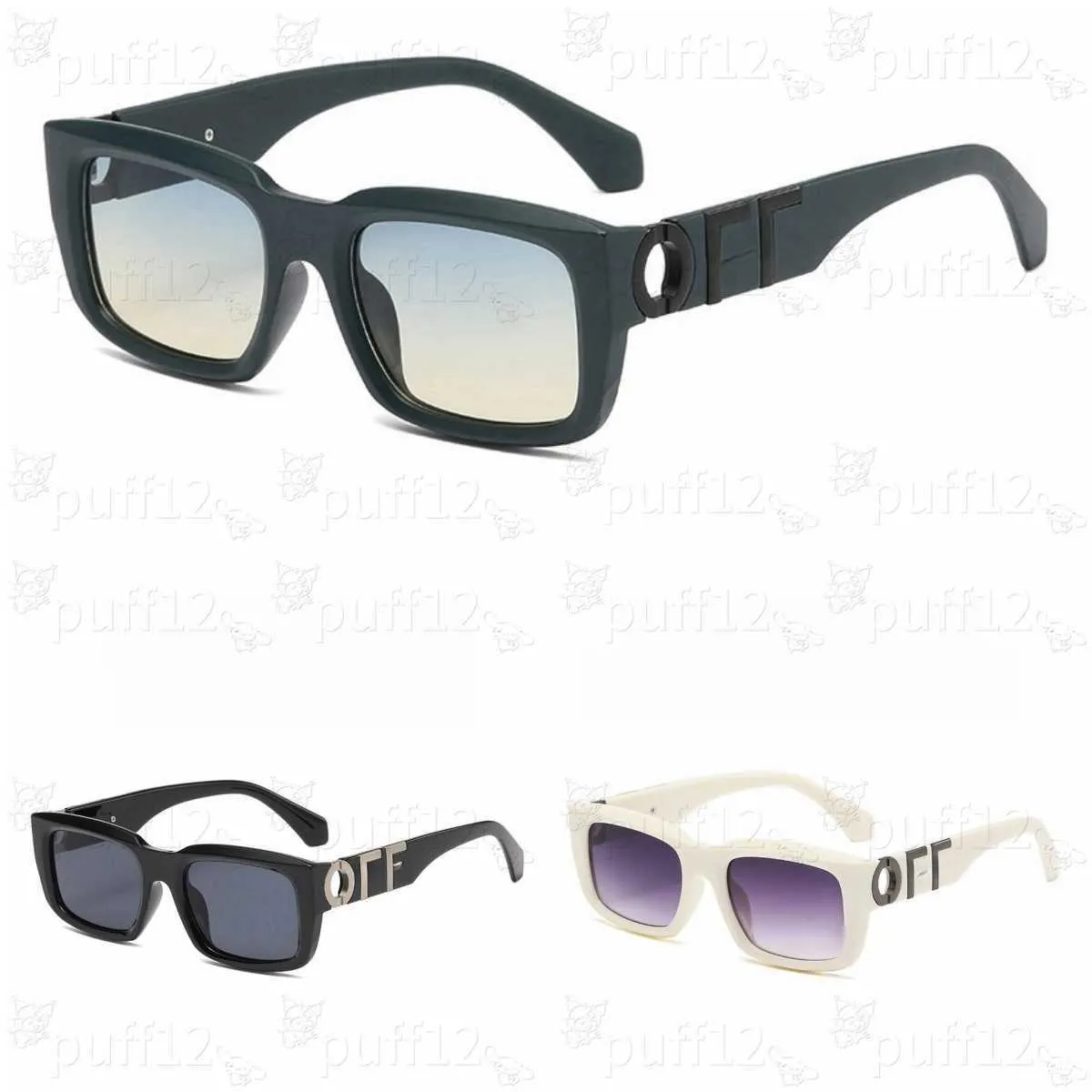 Fashion OFF W-zonnebril Luxe populaire bril ontworpen voor mannen gepolariseerde zonnebril Dames klassiek dik plaat zwart en wit vierkant frame glas GTJX