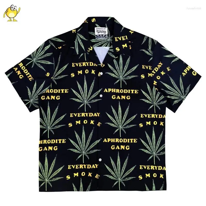 Chemises décontractées pour hommes Hommes Femme Hawaii Wacko Maria Chemise 2024 Été 1: 1 Classique Impression complète Boutons de revers Simple Streetwear