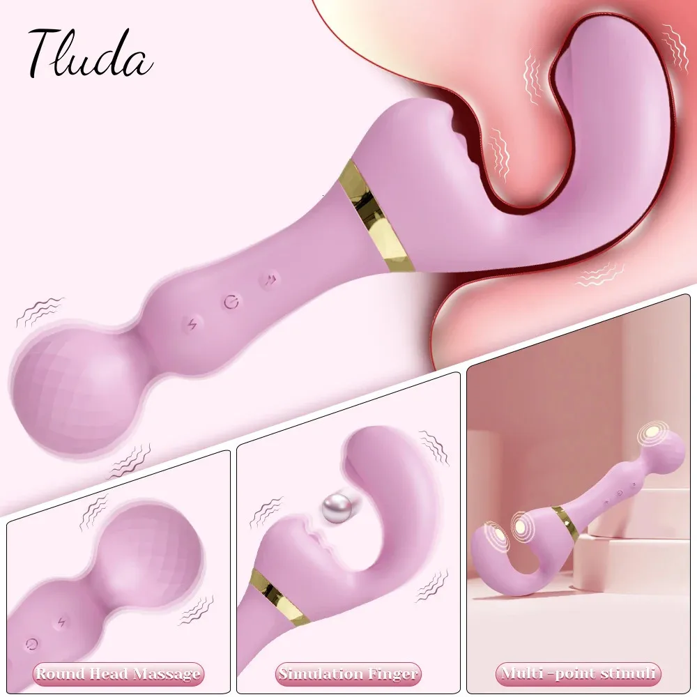 Powerful 2 in 1 AV Vibrator Female Magic Wand Clitoris Stimulator USB Recharge 20 Modes G Spot Massager Sex Toys Dildo for Women 240202