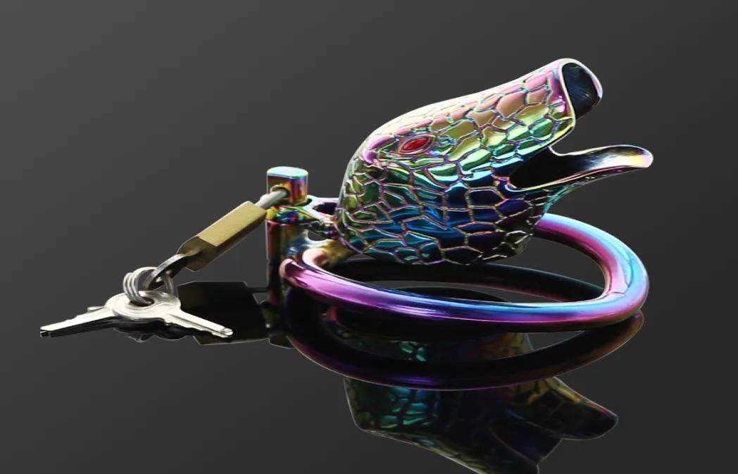 Dispositivi per gabbie per cazzi con serpente arcobaleno Gabbia per cazzi in acciaio inossidabile per uomo Cintura in metallo Anello per pene Giocattoli del sesso Blocco per cazzo BDSM4502760
