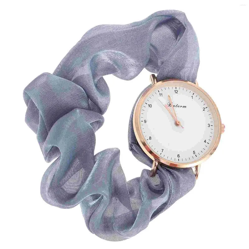 Wristwatches Scrunchie Band Wrist Bracelet Watch: Blue Stretchy Watch Elastic Ribbon For