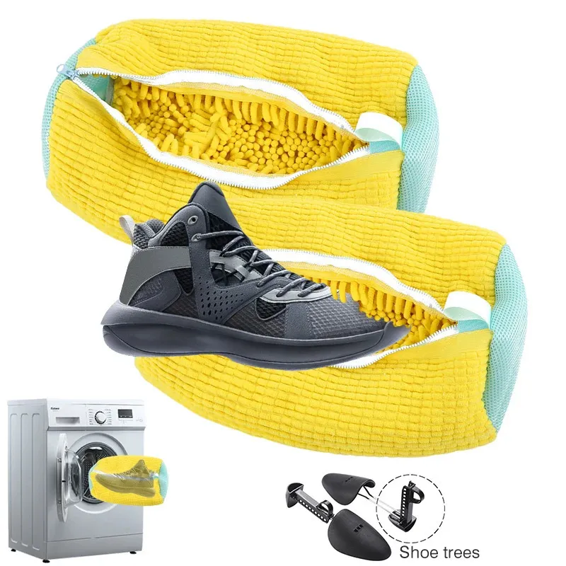 Chaussures sac à linge lavage de chaussures pour Machine à laver réutilisable fermeture éclair Sneaker Tennis nettoyant Kit enlever la saleté 240201