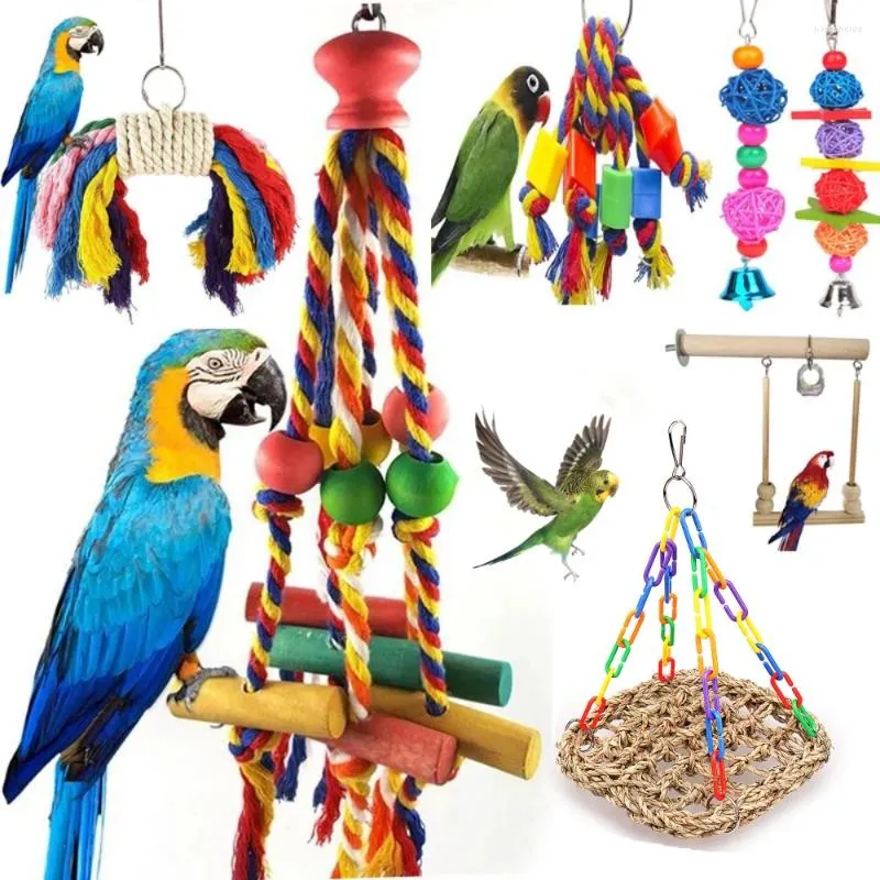 Autres fournitures d'oiseaux Perroquet Jouet à mâcher Corde de coton Oiseaux Bite Pont Tearing Jouets Cockatiels Formation Accrocher Swings Cage