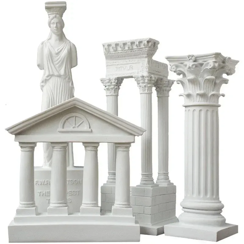 1Pc Architecture Model Roman Column Greek Temple Building Home Decoration European Decorative Plaster Pillar Resin Sculpture 240202