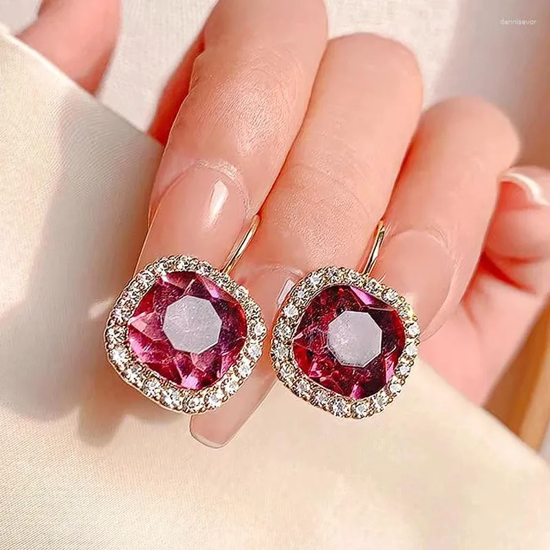 Dangle Earrings Fashion Pink Color Zircon Drop For Women Vintage Glossy Arc Bar Long Thread Tassel Jewelry Gifts Hanging Pendientes