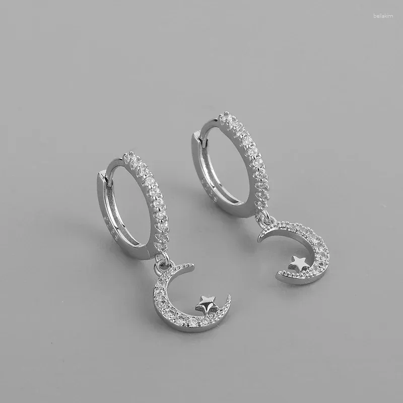 Pendientes colgantes de moda brillante circonita cúbica estrella abrazo Luna aro de buena calidad para mujer joyería Boucle Oreille Femme