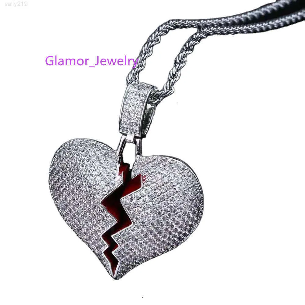 Vergulde hart hanger D kleur Vvs Moissanite Bling diamanten sieraden aangepaste Sier ketting hangers