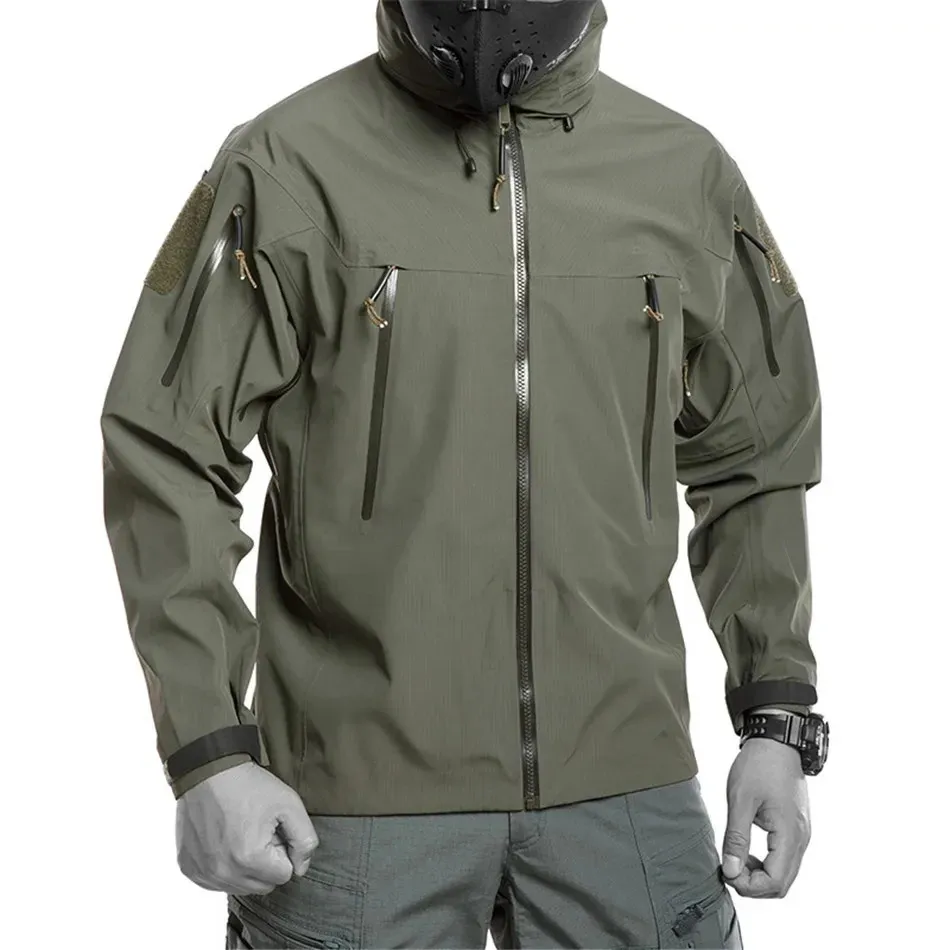 Водонепроницаемая тактическая куртка в стиле милитари США, весна-осень, тонкое ветрозащитное пальто с капюшоном, мужская уличная одежда для альпинизма и пешего туризма 240123