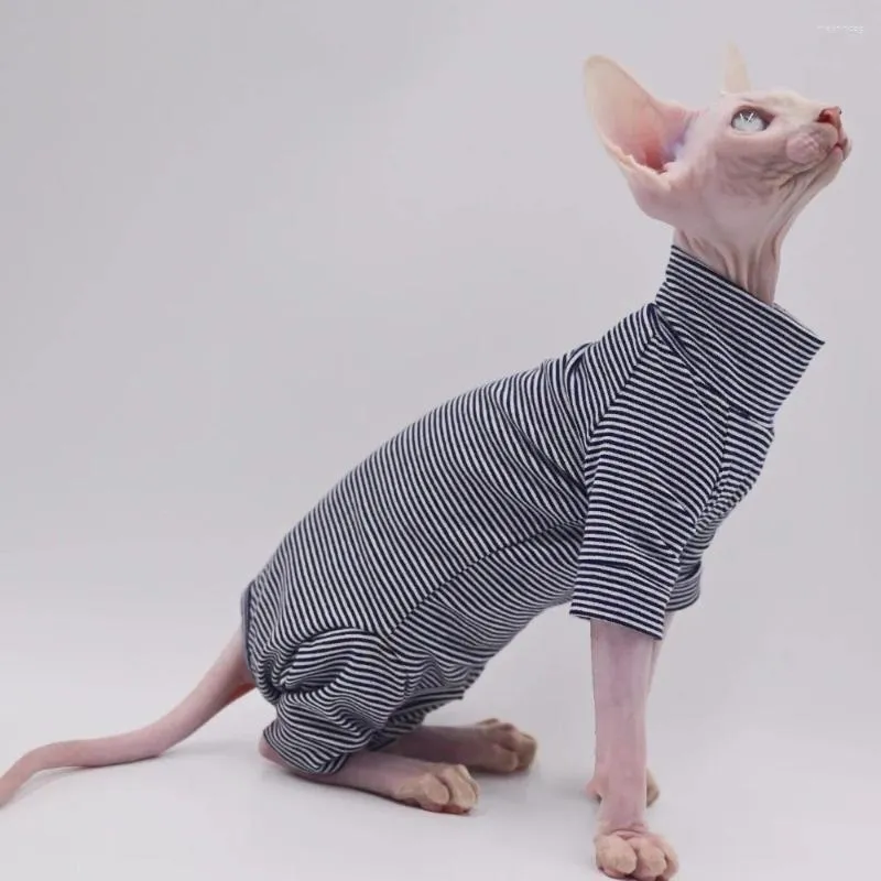 Cat Costumes Devon Kornish Clothes Leisure Stripe 4-legged Sphynx Cotton Comfortable Hairless Outfits Soft Winter Warm