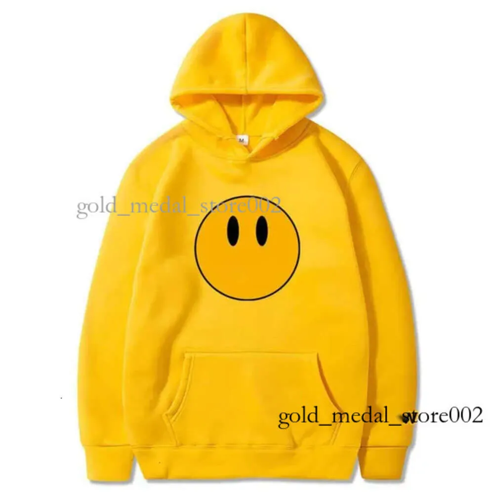 Draw Men's Hoodie Yellow Smiley Face Letters Print Sweatshirt Women's Tshirt Quality Cotton Trend Long Sleeve Hoodies High Street Casual Draw 755