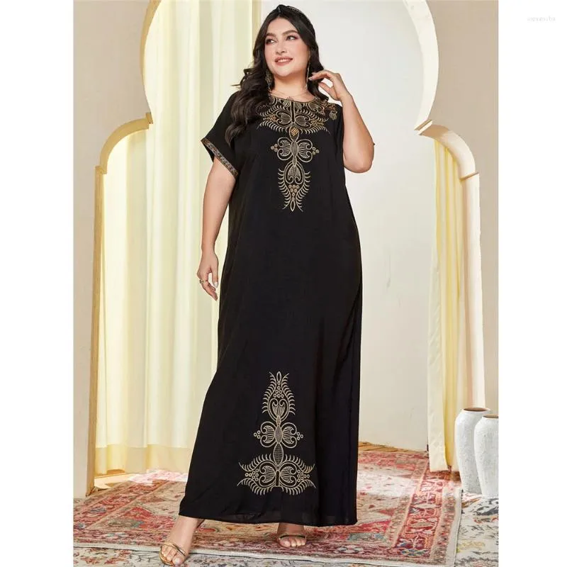 民族衣類刺繍abaya kaftan beaded loose plus size maxi dresses for women islim party gownイスラムローブモロッコカフタン