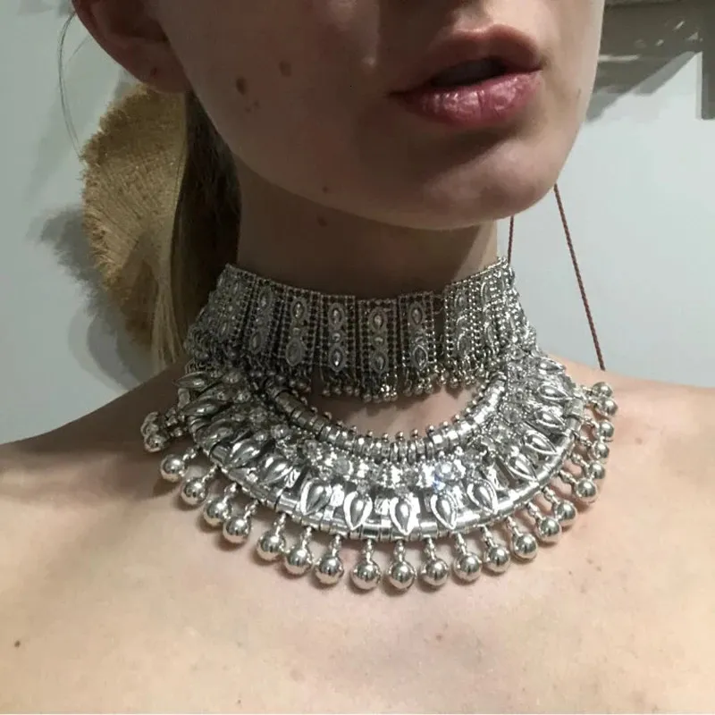 ZTECH BOHO Vintage Kllar Naszyjnik Zestawy biżuterii Modna wielowarstwowa duże naszyjniki Choker Kolczyki Zestaw Kobiety Bijoux 240118