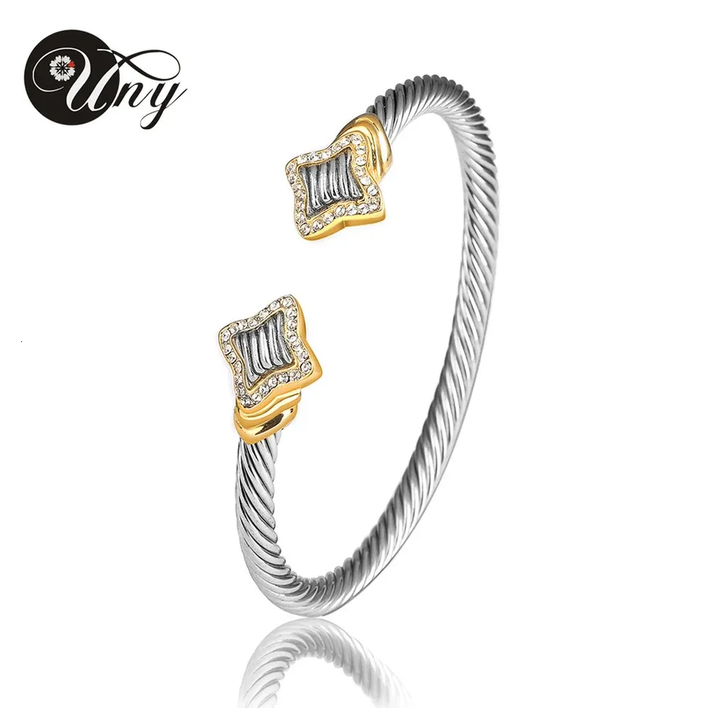 UNY Jewel Jewlery Twisted Wire Cable Bracelet Antique Luxury Designer Brand Vintage Love Christmas Gift Women Cuff Bangle 240131
