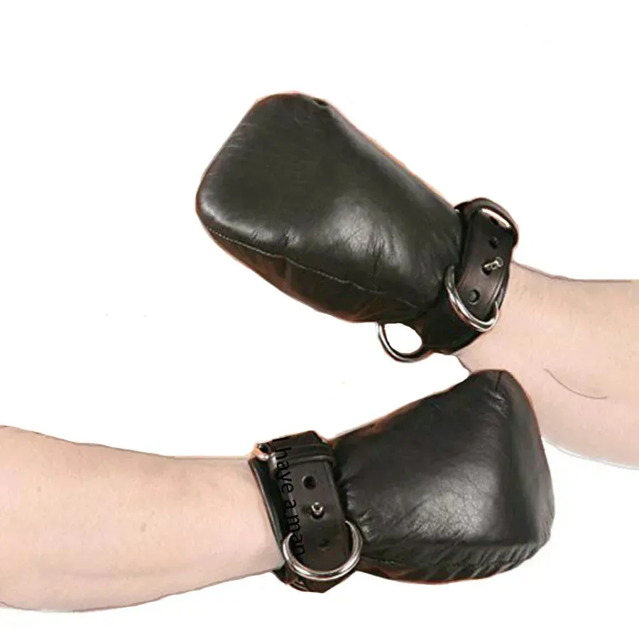 Puppy Bdsm Mittens MittLeather Gloves Dog Paw Palm Padded Handcuffs BondageSex Toys For Couples 240130