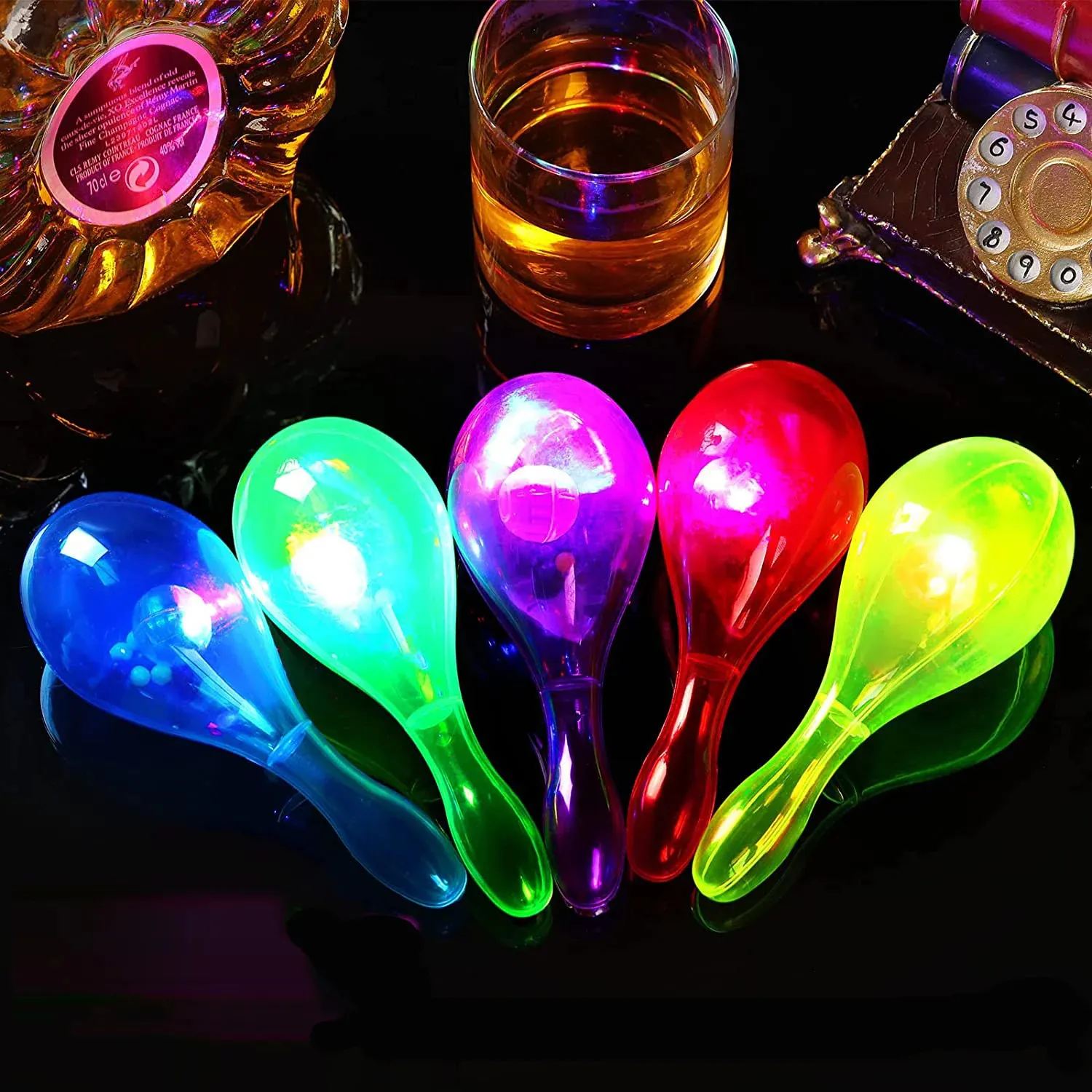 10 pezzi LED lampeggianti Maracas Glow Sand Hammer Music Hand Shakers Illuminano Mini Toy Plastic Noise Makers Party Decor 240118