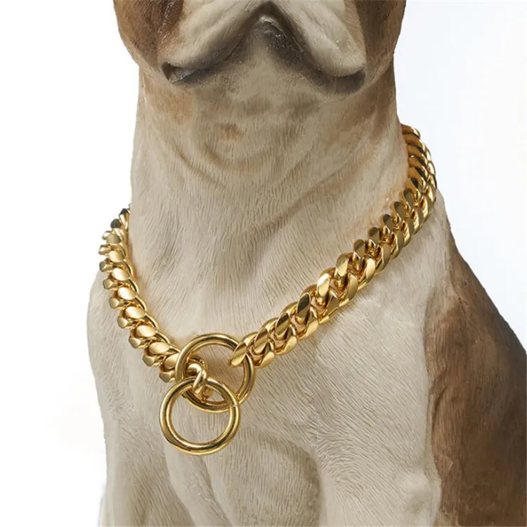 Dog Collars Leashes 10mm Small And Medium-sized Pet Dog Chain Stainless Steel Encrypted Cuban Chain Cat Necklace