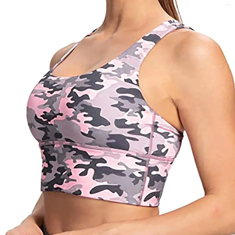 Soutien-gorge moulant pour femmes, débardeur réglable à bretelles croisées sans fil, hauts de sport, Yoga, chemisier rembourré, t-shirt 2 A, Camisole