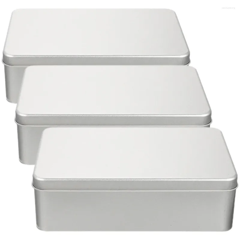 خذ حاويات 3 PCS الصفيح مربع علب الحلوى مع أغطية صناديق ملفات تعريف الارتباط من الدرجة