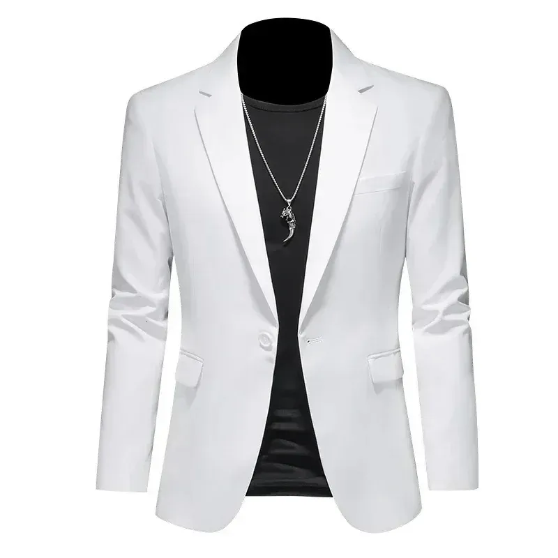 Moda masculina negócios casual blazer preto branco vermelho verde cor sólida fino ajuste jaqueta casamento noivo festa terno casaco M-6XL 240126