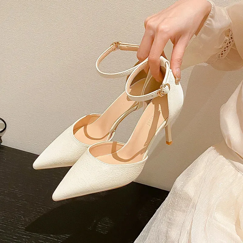 Beige Ankle-Wrap Wedge Sandals High Heels 5-8 cm Casual Pointed Toe Women  Size 39 40 from Dhgate Sandals - price 62.64