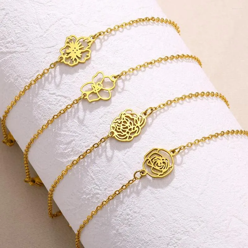 Anklets Stainless Steel Cute Daisy Flower For Women Rose Lotus Beach Anklet Leg Bracelet Handmade Foot Chain Boho Jewelry Gift