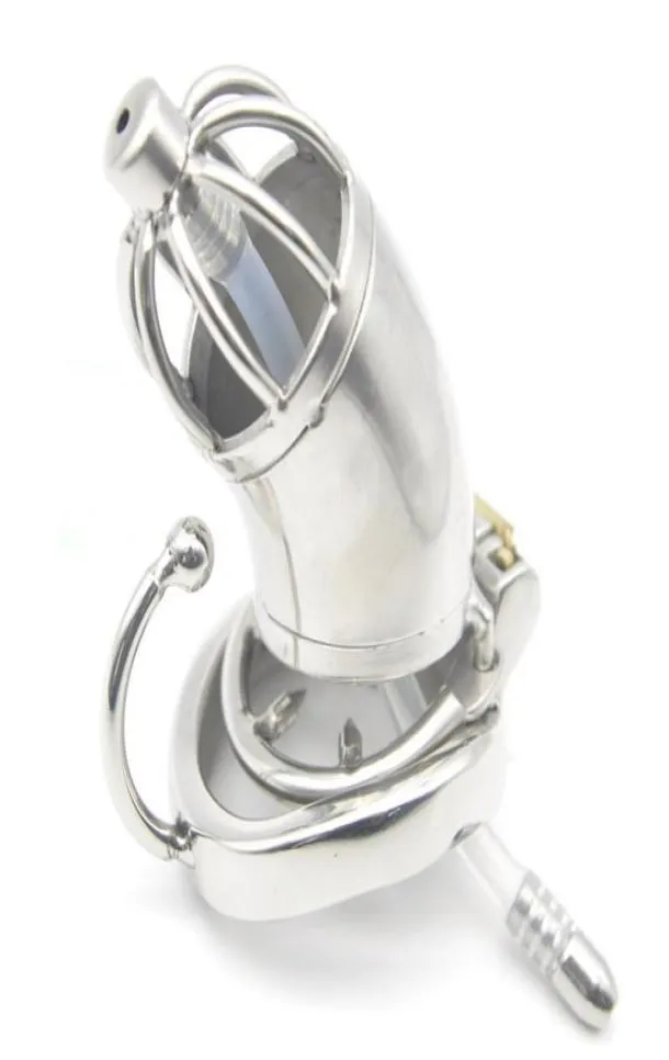 CBT Toy Cb600s Cage en acier inoxydable avec cathéter sonore urétral Anti-off Spike Ring Devices Penis Lock pour Men Sex GG2259819600