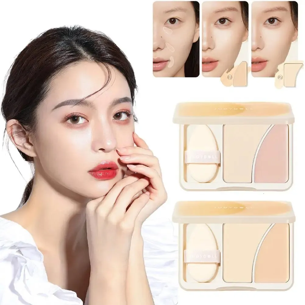 Judydoll Dual Texture Highlighter Matte Powder Cream Set 2 Farben zum Aufhellen des Gesichts-3D-Make-ups 240202