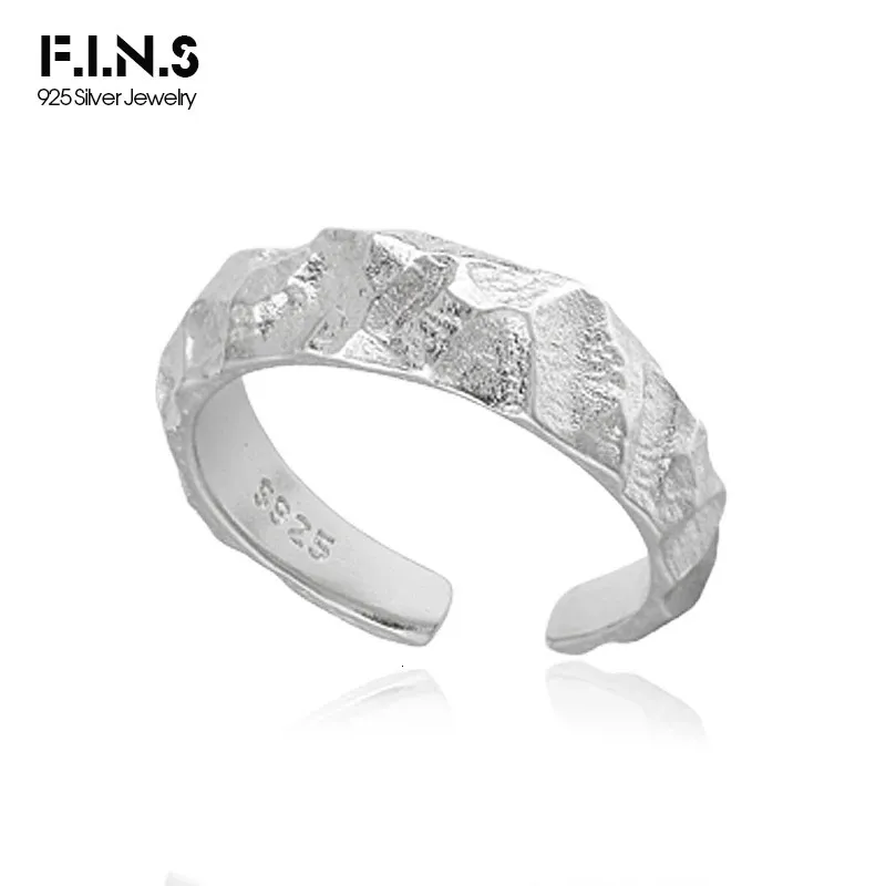 VINNEN Bump Design Real S925 Sterling Zilver Ongelijke Ring Open Mannen en Vrouwen Verstelbare Punk Rock Vinger Fijne Sieraden Accessoire 240125