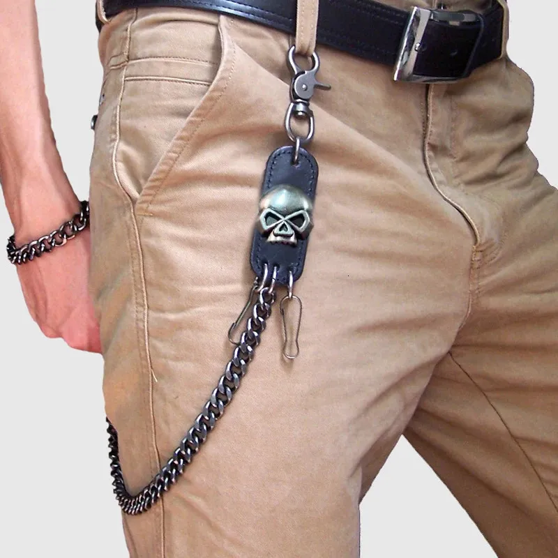 Mens Motorcyle Keychain Jean Biker Wallet Belts Chain Skull Charm Gothic Rock Skull Pants Byxor i midjan Key Mens BL48 240118