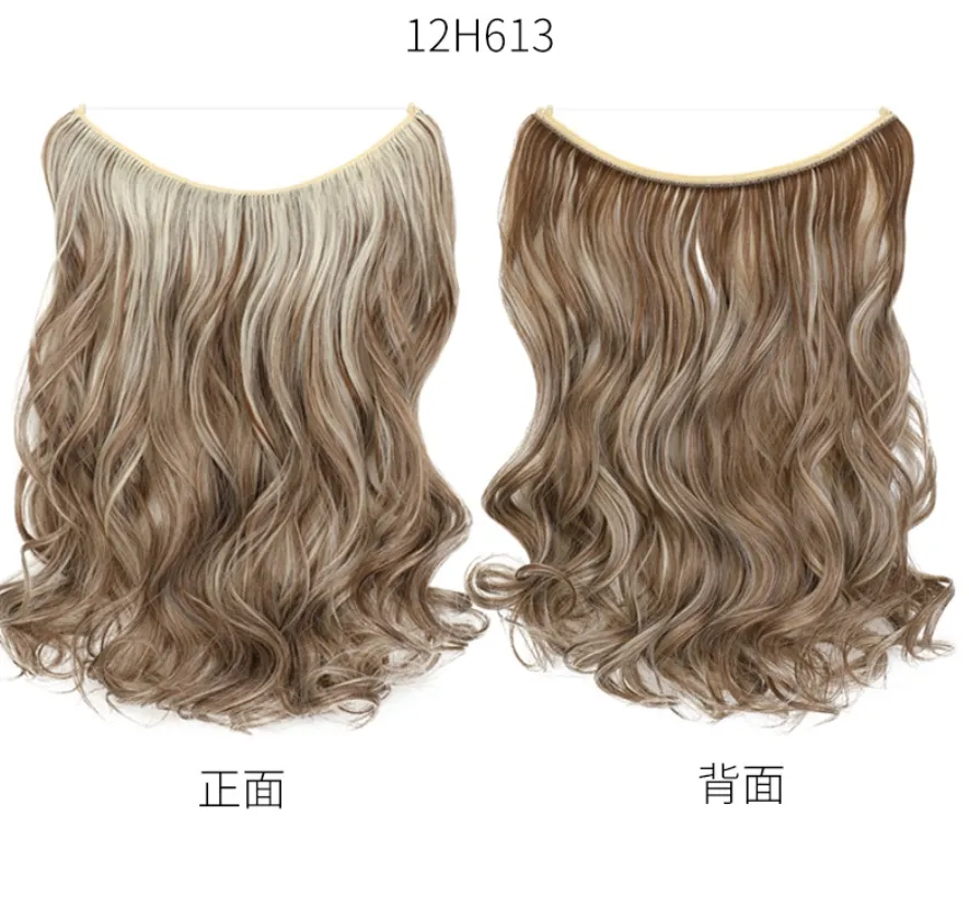 ヘアピース20インチ目に見えないワイヤ拡張機能のシークレットフィッシュラインヘアピースシルキーストレートリアルナチュラルシンテジック5227585 DH1FJ