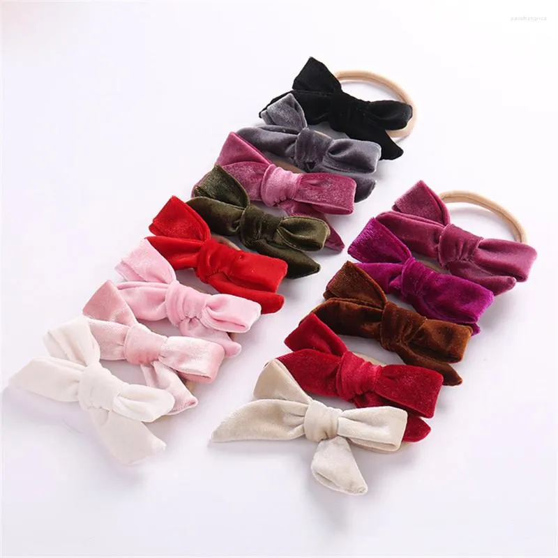 ملحقات الشعر Kids Velvet Bowknot Clip Vintage Tie Pairpins Bow Bow Barrettes for Girls 2pcs/lot