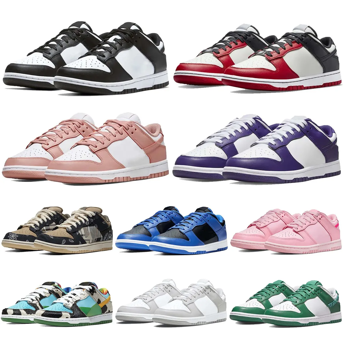 Running Shoes Men Women Panda Black white Kentucky UNC University Blue Red Triple Pink Brown Coast Chicago Flat Sports Shoes Low Athletic Walking Outdoor Sneakers