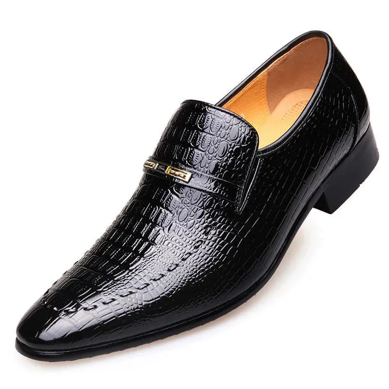 Wzór skórzany męskie męskie sukienki biznesowe Buty swobodny but społeczny męskie obuwie ślubne zapatos hombre 240125 7aad