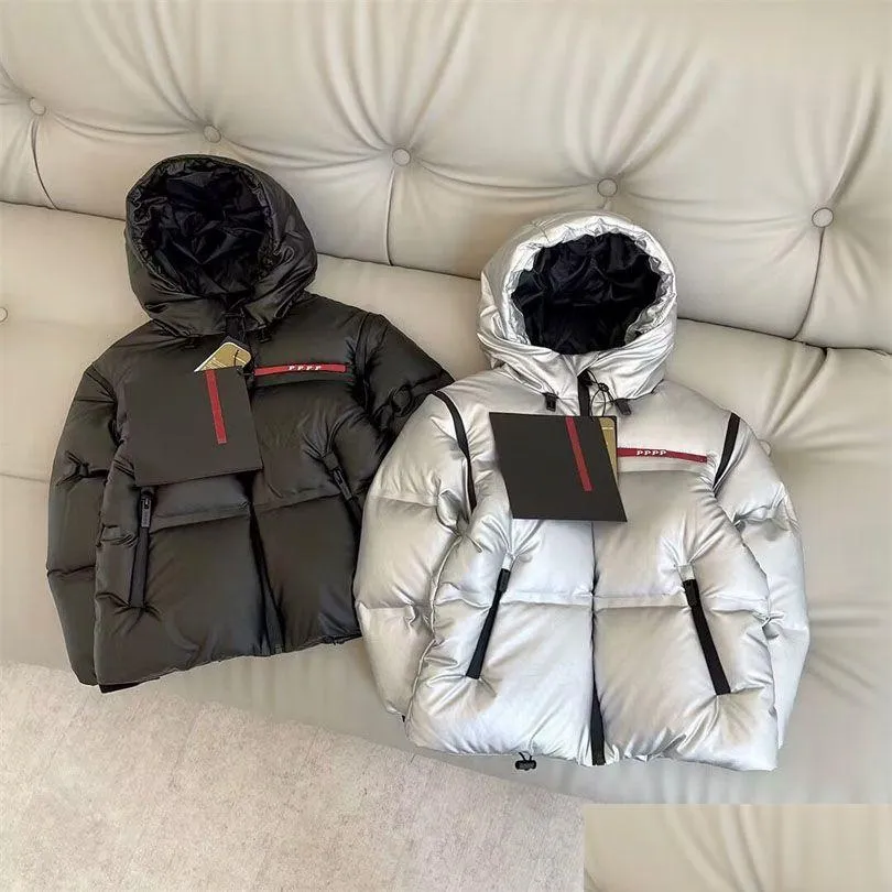 Abrigo de abajo Niños Puffer Abrigos con capucha Moda Invierno A prueba de viento Hooide Black Sier Chaquetas Niños Niñas Niños Outwear Girl Boy Remveable S Otykc