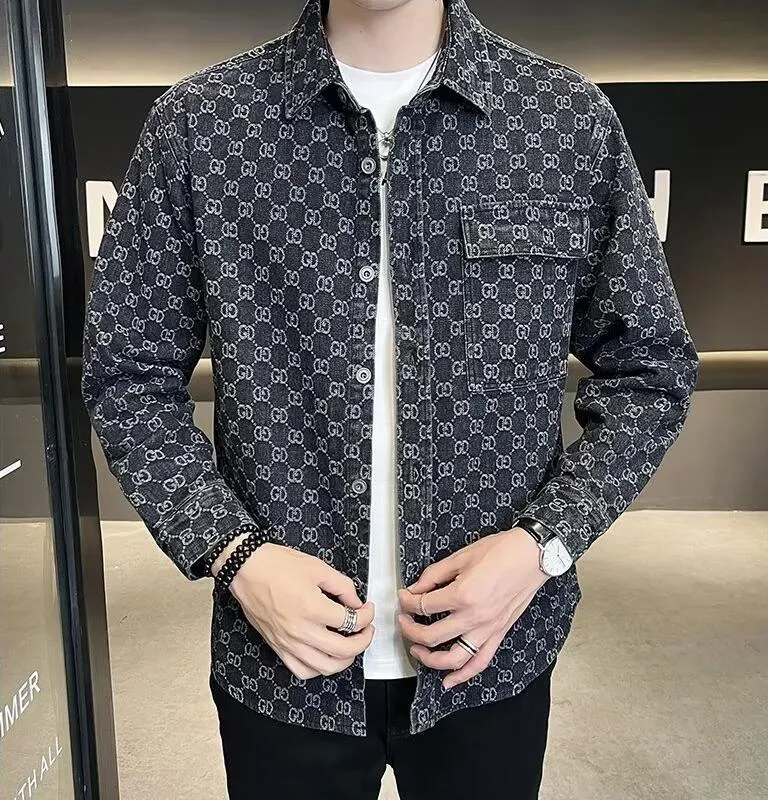 G3026 디자이너 청바지 재킷 남자 긴 슬리브 클래식 럭셔리 자켓 Plaid Denim Mens 코트