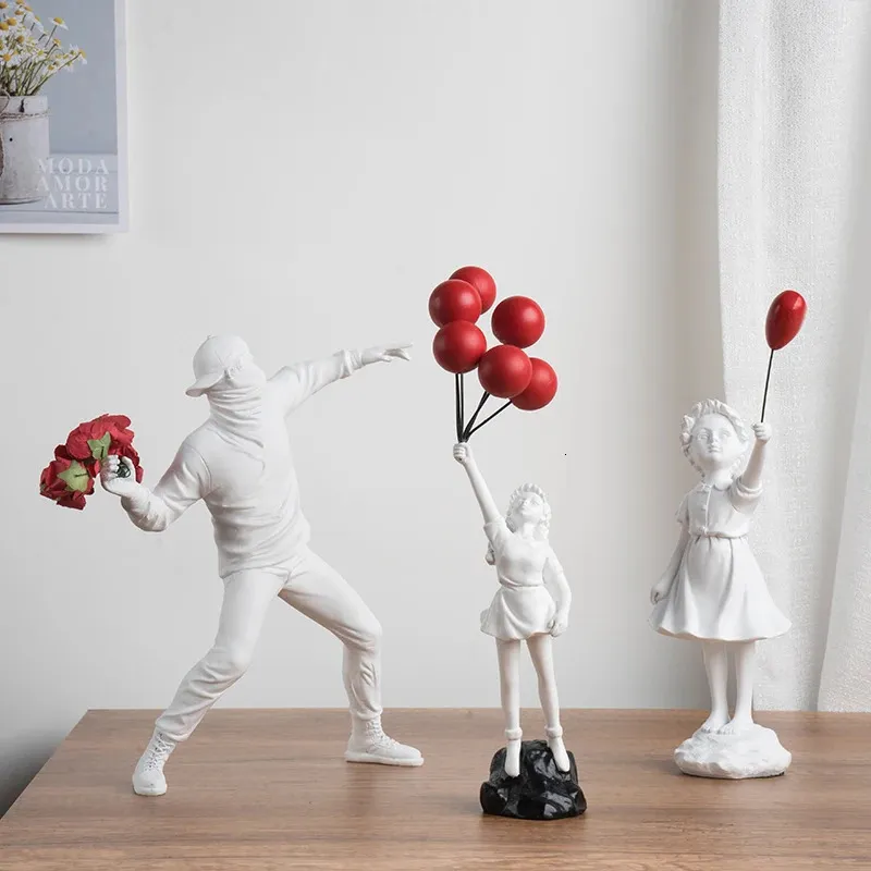 MEDICOM TOY - 【BANKSY】Flying Balloons Girl Red Version Discover the Enchanting Flying Balloon Girl Banksy Sculpture