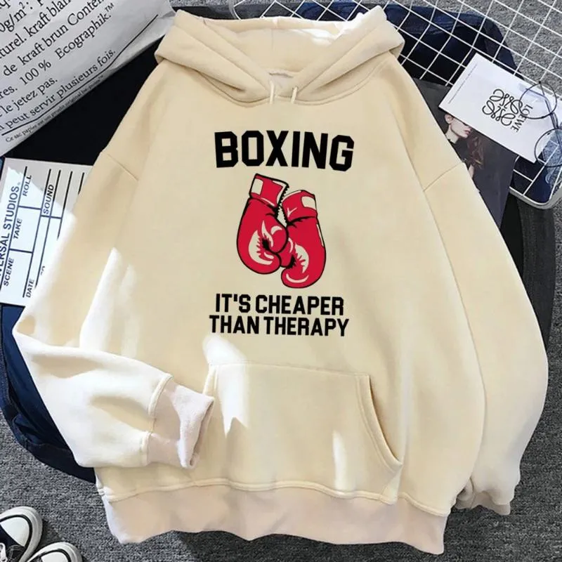 Kvinnors hoodies boxning kvinnor anime harajuku fleece grafik drar pullover kvinnlig streetwear hooded skjorta