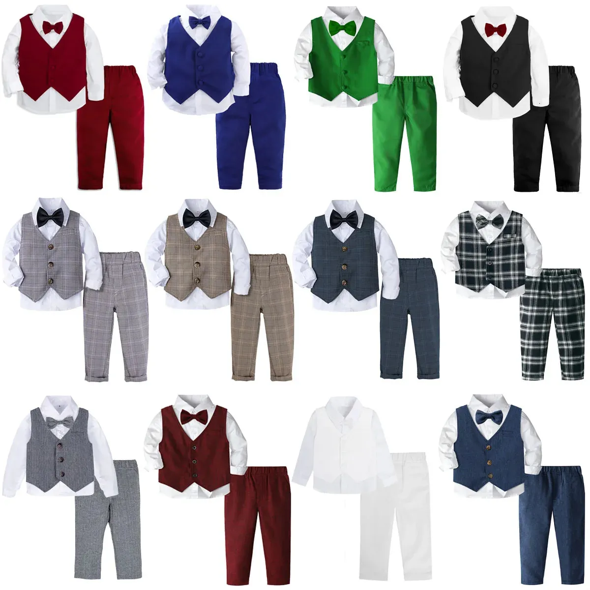 Baby Boys Suit Set Toddler Blazer Infant Wedding Suits Outfit Boy Baptism Christening Tuxedo Kids Christmas Formal Clothes Sets 240119