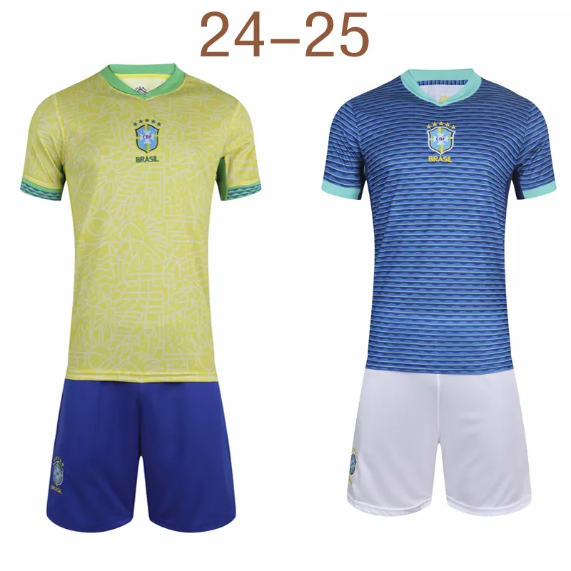 Brasil 24-25 nova camisa de futebol de alta qualidade conjunto de futebol adulto conjunto de futebol infantil