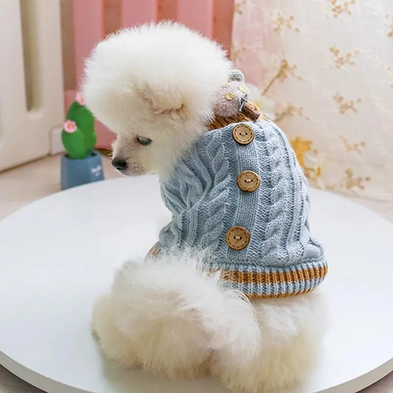 Hondenkleding Wintertrui Draaiknoop Knoop Huisdierenoutfits Hoge hals Warme trui voor kleine honden Kattenkostuums Jasje Puppytruien