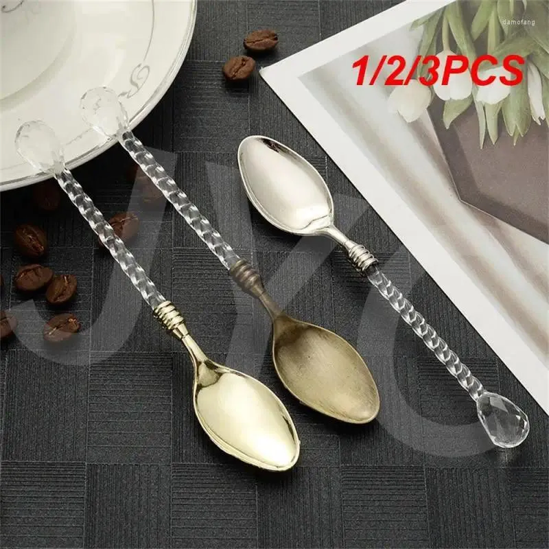 Kawa gałki 1/2/3PCS Crafts Vintage Ins Creative Crystal Hand Ice Cream Desser Mixing Spoon